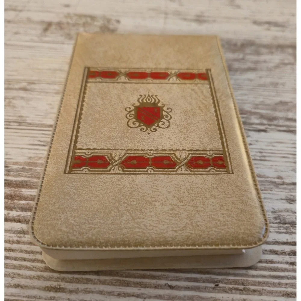 Vintage Slim Note Pad in Decorative Box Shield Emblem Cream Red Gold Stationery